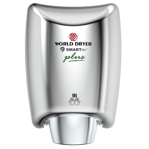 WORLD DRYER® K4-972P SMARTdri® Plus Hand Dryer - Polished (Bright) Stainless Steel Automatic Surface-Mounted (208V-240V)