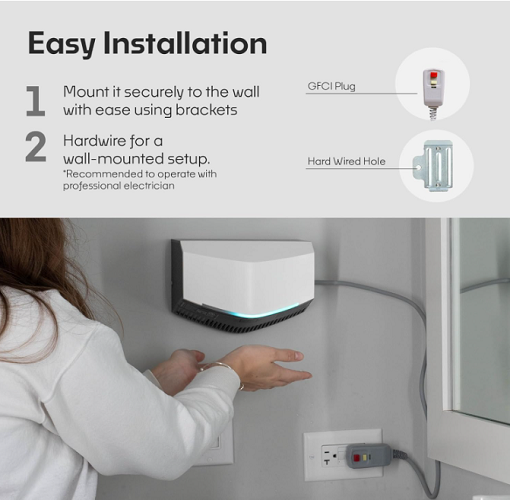RevSquared HD350 HOME & COMMERCIAL HAND DRYER - ARTIC WHITE ABS Cover Automatic Surface-Mounted, High-Speed Hand Dryer