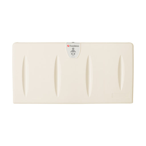 Foundations Model 5211089 Surface-Mounted, Horizontal-Folding Cream Baby Changing Station with EZ Mount Backer Plate-Our Baby Changing Stations Manufacturers-Foundations-Allied Hand Dryer