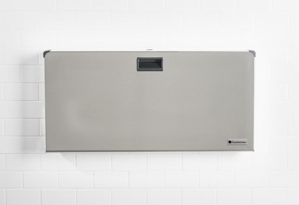 Foundations Model 5410339 Surface-Mounted, Horizontal-Folding Stainless Clad (Frameless) Baby Changing Station-Our Baby Changing Stations Manufacturers-Foundations-Allied Hand Dryer