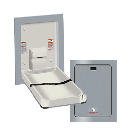 ASI® 9017 BABY CHANGING STATION - VERTICAL, STAINLESS STEEL, RECESSED