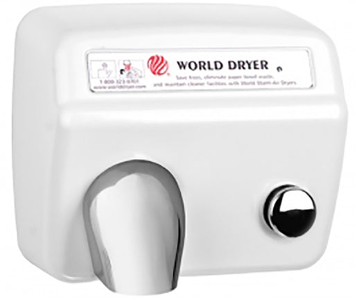 WORLD DRYER® DA54-974 Model A Series Hand Dryer - Steel Cover with White Epoxy Enamel Push Button Surface-Mounted (208V-240V)-Our Hand Dryer Manufacturers-World Dryer-208/230 volt hard wired-Allied Hand Dryer