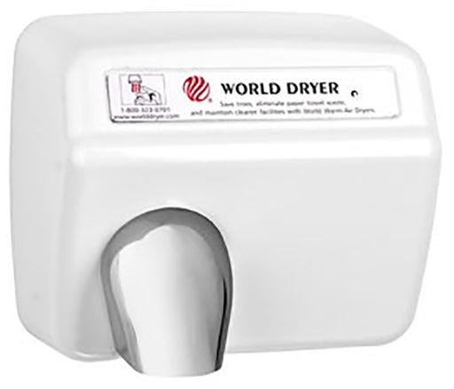 WORLD DRYER® AX52-974 Model XA Series Hand Dryer - Cast-Iron White Porcelain Automatic Surface-Mounted (115V - 15 Amp)-Our Hand Dryer Manufacturers-World Dryer-110/120 volt - 15 amp hard wired-Allied Hand Dryer