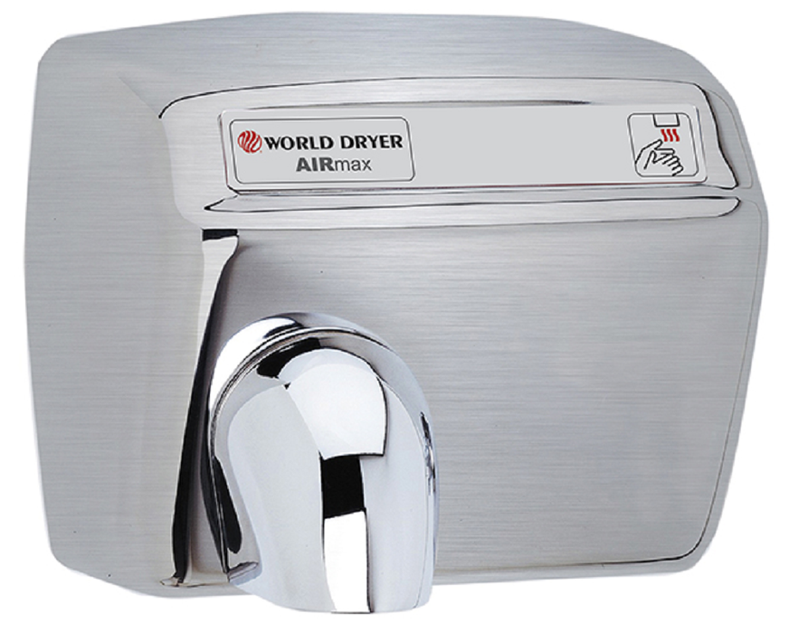DXM54-973, AirMax World Dryer Automatic, Brushed Stainless Steel (208V-240V)-Our Hand Dryer Manufacturers-World Dryer-208-240 volt SS AIRMAX-Allied Hand Dryer