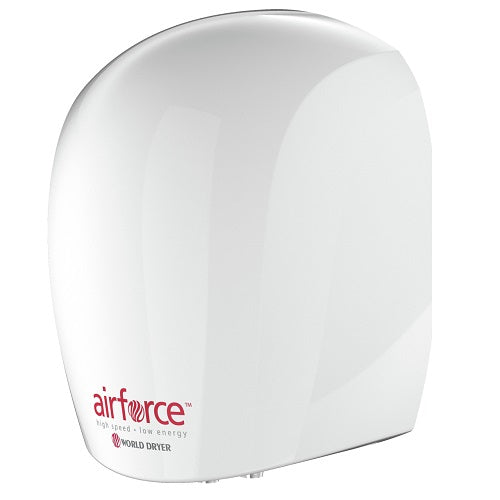 WORLD DRYER® J-974 Airforce™ Hand Dryer - White Epoxy on Aluminum Automatic Surface-Mounted-Our Hand Dryer Manufacturers-World Dryer-J-974 AIRFORCE (110V/120V hard wired)-Allied Hand Dryer