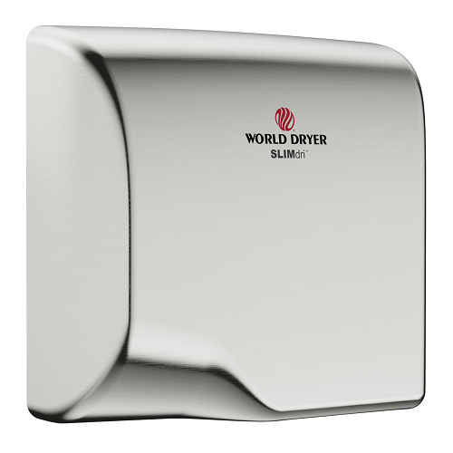 WORLD DRYER® L-973A SLIMdri® Hand Dryer - Automatic Brushed Stainless Steel Universal Voltage Surface-Mounted ADA Compliant