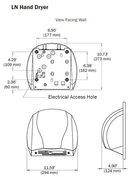 WORLD DRYER® LN-974 Electric-Aire Hand Dryer Exploded View