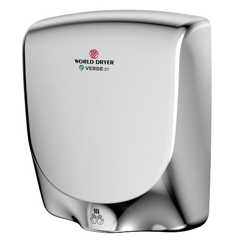 WORLD DRYER® Q-972 VERDEdri™ Hand Dryer - Polished (Bright) Stainless Steel Automatic Universal Voltage Surface-Mounted ADA Compliant-Our Hand Dryer Manufacturers-World Dryer-Allied Hand Dryer