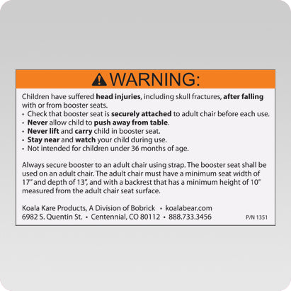 1411 - Warning Label for Booster With Strap