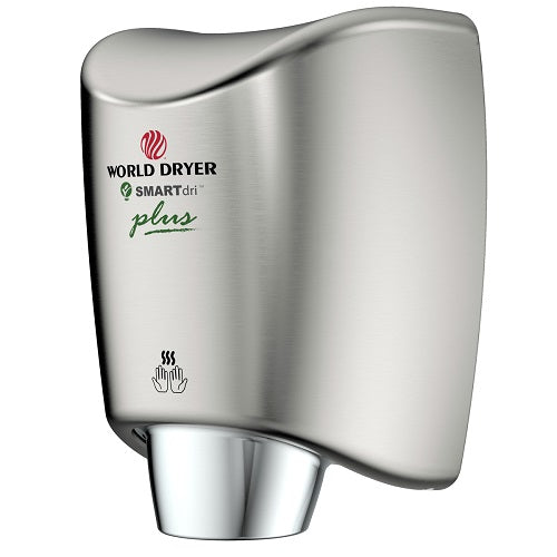 WORLD DRYER® K48-973P SMARTdri® Plus Hand Dryer - Brushed (Satin) Stainless Steel (50 Hz ONLY - NOT for use in North America)