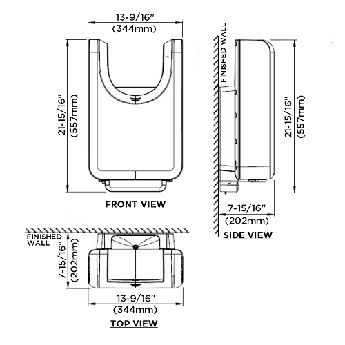 Saniflow® M23ABT U-FLOW® Hand Dryer - ALL-BLACK Cover High-Speed HEPA Universal Voltage