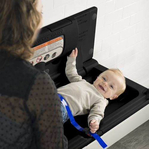 FOUNDATIONS® 100-EH-02 Surface-Mounted, Horizontal-Folding BLACK Baby Changing Station
