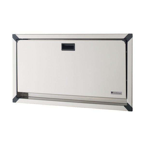Foundations 100SSC-SM Surface-Mounted, Horizontal-Folding Stainless Steel Clad & Framed Baby Changing Station-Our Baby Changing Stations Manufacturers-Foundations-Allied Hand Dryer