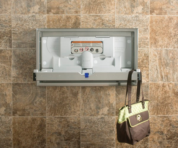 Foundations 100SSC-SM Surface-Mounted, Horizontal-Folding Stainless Steel Clad & Framed Baby Changing Station-Our Baby Changing Stations Manufacturers-Foundations-Allied Hand Dryer