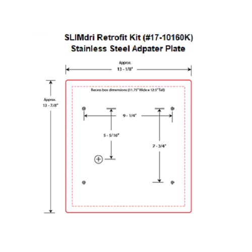 WORLD DRYER® Model# 17-10160K® SLIMdri® L-Series Retrofit Kit (Adapter Plate) - Brushed (Satin) Stainless Steel (HAND DRYER NOT INCLUDED)