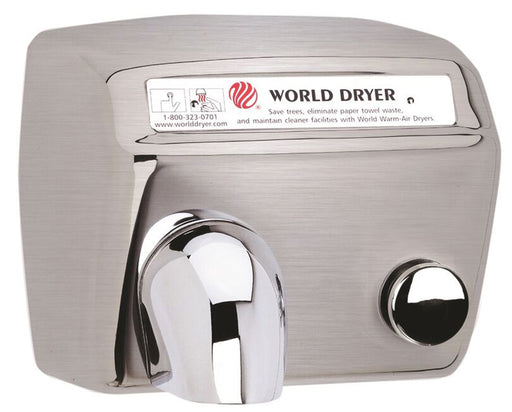 WORLD DRYER® DA52-973 Model A Series Hand Dryer - Stainless Steel Cover with Brushed (Satin) Finish Push Button Surface-Mounted (115V - 15 Amp)-Our Hand Dryer Manufacturers-World Dryer-110/120 volt - 15 amp hard wired-Allied Hand Dryer