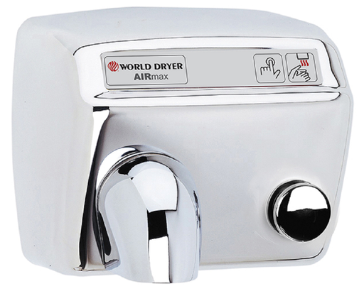 DM548-972, AirMax World Dryer Push-Button, Polished Stainless Steel (50 Hz - NOT for use in North America)-Our Hand Dryer Manufacturers-World Dryer-220/240 volt - 50 Hz - NOT Applicable in North America-Allied Hand Dryer