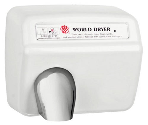 WORLD DRYER® DXA5-974 Model XA Series Hand Dryer - Steel Cover with White Epoxy Enamel Automatic Surface-Mounted-Our Hand Dryer Manufacturers-World Dryer-110/120 volt - 20 amp hard wired-Allied Hand Dryer
