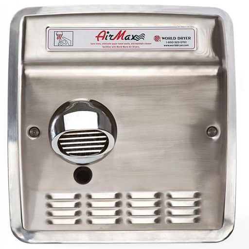 WORLD DRYER® DXRM54-Q973 AirMax™ Series Hand Dryer - Brushed Stainless Steel High Speed Automatic Recessed (208V-240V)