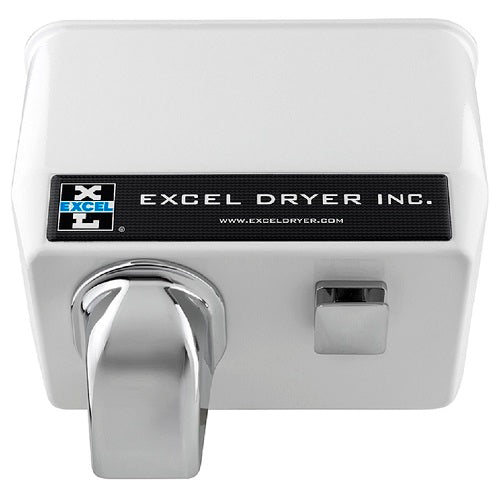 76-W, Excel Dryer Hands-On (Push-Button) White Metal Hand Dryer-Our Hand Dryer Manufacturers-Excel-110/120 Volt-Allied Hand Dryer