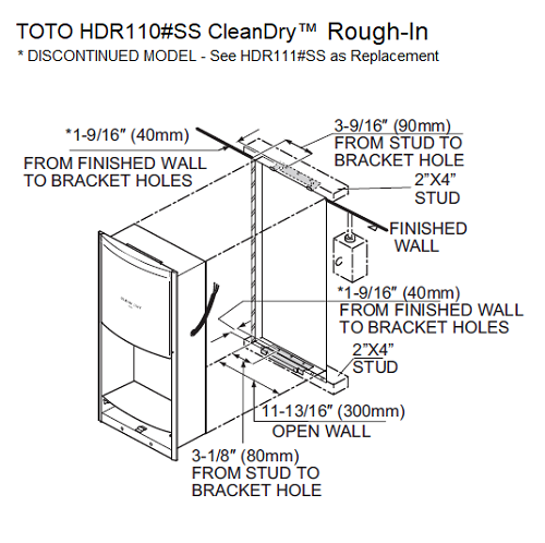 TOTO® HDR110#SS CLEAN DRY™ ***DISCONTINUED***  No Longer Available - Replaced by TOTO HDR111#SS
