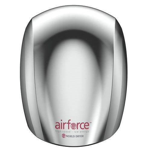 WORLD DRYER® J4-970 Airforce™ Hand Dryer - Polished (Bright) Chrome on Aluminum Automatic Surface-Mounted (208V-240V)-Our Hand Dryer Manufacturers-World Dryer-J4-970 AIRFORCE (208V-240V)-Allied Hand Dryer