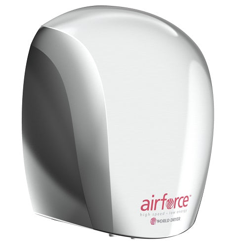 WORLD DRYER® J-970 Airforce™ Hand Dryer - Polished (Bright) Chrome on Aluminum Automatic Surface-Mounted-Our Hand Dryer Manufacturers-World Dryer-J-970 AIRFORCE (110V/120V hard wired)-Allied Hand Dryer