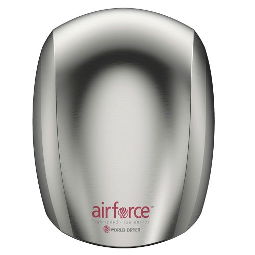 WORLD DRYER® J-973 Airforce™ Hand Dryer - Brushed (Satin) Stainless Steel Automatic Surface-Mounted-Our Hand Dryer Manufacturers-World Dryer-J-973 AIRFORCE (110V/120V hard wired)-Allied Hand Dryer