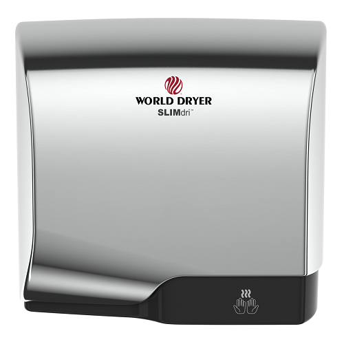 WORLD DRYER® L-970 SLIMdri® Hand Dryer - Polished (Bright) Chrome on Aluminum Automatic Universal Voltage Surface-Mounted ADA Compliant