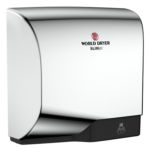 WORLD DRYER® L-970 SLIMdri® Hand Dryer - Polished (Bright) Chrome on Aluminum Automatic Universal Voltage Surface-Mounted ADA Compliant