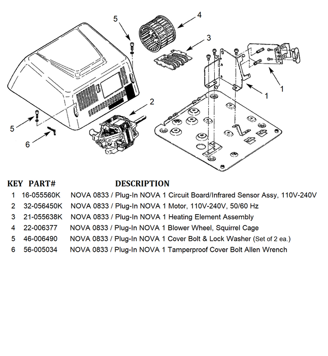 NOVA 0833 / Plug-In NOVA 1 (110V/120V) Automatic, ADA-Compliant Model COVER BOLTS/WASHERS (Part# 46-006490)-Hand Dryer Parts-World Dryer-Allied Hand Dryer