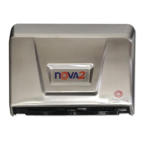 WORLD DRYER® NOVA® 2 (093079) Hand Dryer - Brushed Stainless Steel Automatic Universal Voltage Dual Blower Surface-Mounted