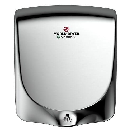 WORLD DRYER® Q-972 VERDEdri™ Hand Dryer - Polished (Bright) Stainless Steel Automatic Universal Voltage Surface-Mounted ADA Compliant-Our Hand Dryer Manufacturers-World Dryer-Allied Hand Dryer