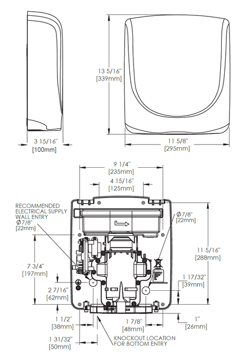 WORLD VERDEdri Q-973 MOTOR ASSEMBLY (Part # 32-10268K)-Hand Dryer Parts-World Dryer-Allied Hand Dryer