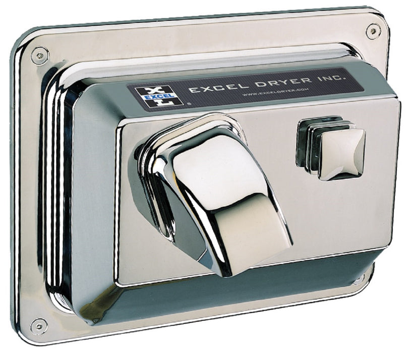 R76-C, Excel Dryer Hands-On Push-Button Recessed Chrome Hand Dryer-Our Hand Dryer Manufacturers-Excel-110/120 Volt-Allied Hand Dryer