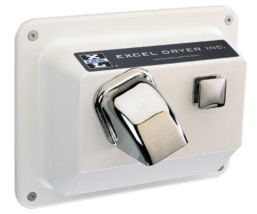 R76-W, Excel Dryer Hands-On Push-Button Recessed White Metal Hand Dryer-Our Hand Dryer Manufacturers-Excel-110/120 Volt-Allied Hand Dryer