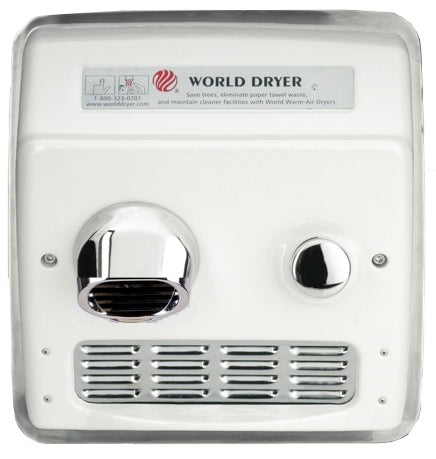 RA52-Q974, World Dryer Push-Button Recessed Cast Iron (115V - 15 Amp)-Our Hand Dryer Manufacturers-World Dryer-110/120 volt- 15 amp hard wired-Allied Hand Dryer