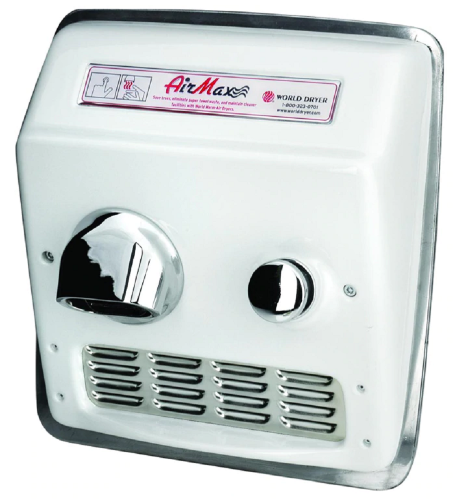 RM54-Q974, AirMax World Dryer Push-Button, Recessed, Cast Iron, White (208V-240V)-Our Hand Dryer Manufacturers-World Dryer-208-240 volt RECESS AIRMAX-Allied Hand Dryer