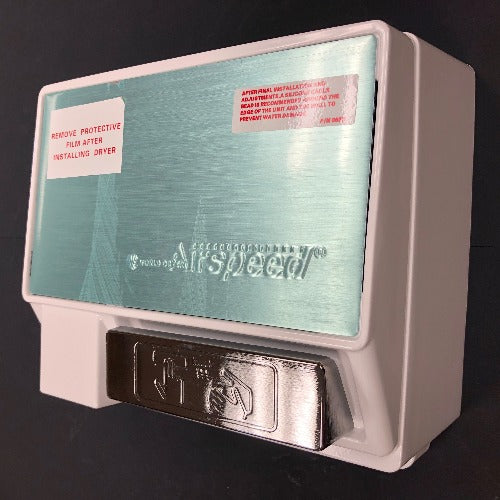 WA126-002, WORLD AirSpeed (110V/120V) White Push-Button Hand Dryer-Our Hand Dryer Manufacturers-World Dryer-110/120 volt hard wired-Allied Hand Dryer
