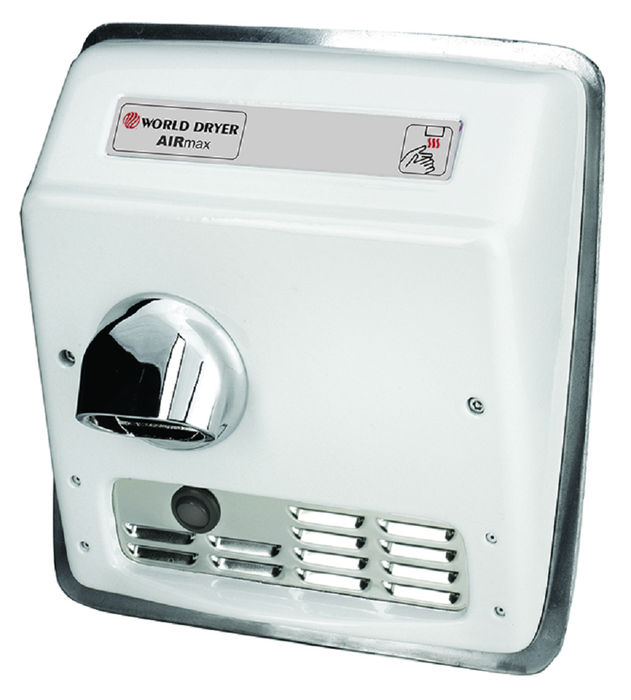 XRM548-Q974, AirMax World Dryer Automatic, Recessed, Cast Iron, White (50 Hz - NOT for use in North America)-Our Hand Dryer Manufacturers-World Dryer-220/240 volt - 50 Hz - NOT Applicable in North America-Allied Hand Dryer