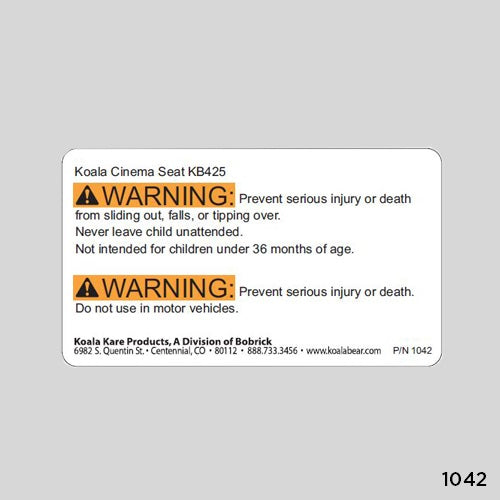 Allied Hand Dryer: 1042 - WARNING LABEL for KB424 and KB425