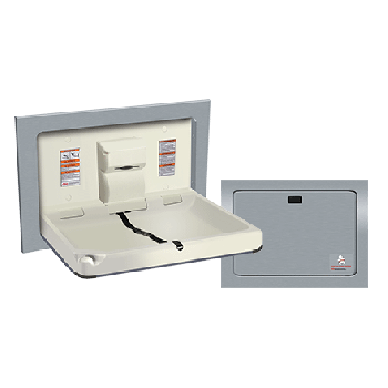 ASI 9018 BABY CHANGING STATION - HORIZONTAL, STAINLESS STEEL, RECESSED